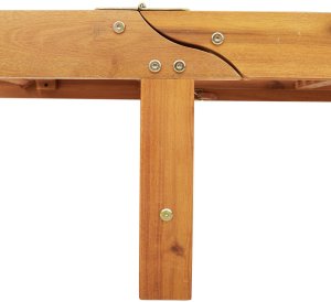 vidaXL Leżak słoneczny z poduszką i stołem w czerwonym drewnie akacjowym, Składany leżak z kółkami i poduszką w czerwonym drewnie akacjowym 9