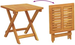 vidaXL Leżak słoneczny z poduszką i stołem w czerwonym drewnie akacjowym, Składany leżak z kółkami i poduszką w czerwonym drewnie akacjowym 10