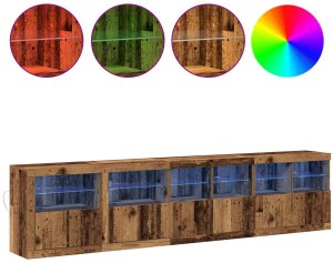 vidaXL Barek z lampkami LED Stare Drewno 283x37x67 cm Drewno inżynieryjne 3