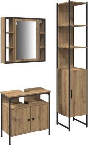 Zestaw toaletki vidaXL 3-częściowy z wędzonego dębu z materiałów drewnopochodnych 2