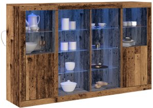 vidaXL Bufet z lampkami LED Stare drewno 163x37x100 cm Drewno inżynieryjne, Bufet z lampkami LED Stare drewno 41x37x100 cm 3