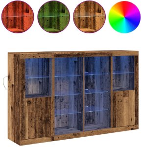 vidaXL Bufet z lampkami LED Stare drewno 163x37x100 cm Drewno inżynieryjne, Bufet z lampkami LED Stare drewno 41x37x100 cm 4