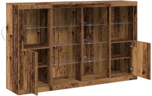 vidaXL Bufet z lampkami LED Stare drewno 163x37x100 cm Drewno inżynieryjne, Bufet z lampkami LED Stare drewno 41x37x100 cm 6