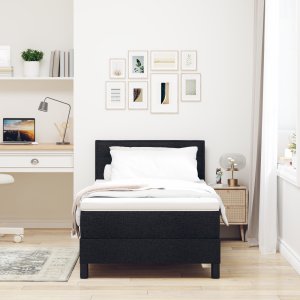 vidaXL Łóżko Box Spring z materacem Czarne 100x200 cm Tkanina 4