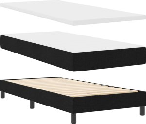 vidaXL Łóżko Box Spring z materacem Czarne 100x200 cm Tkanina 5