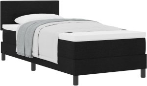vidaXL Łóżko Box Spring z materacem Czarne 90x200 cm Tkanina 2