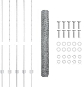 vidaXL Słupki ogrodzeniowe 10 sztuk U-Channel 120 cm Stal ocynkowana, Ogrodzenie heksagonalne 1,2 x 10 m Stal ocynkowana 4