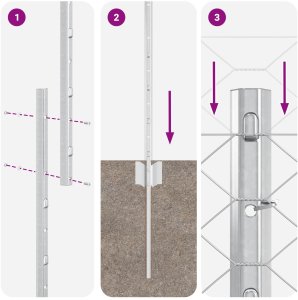 vidaXL Słupki ogrodzeniowe 10 sztuk U-Channel 120 cm Stal ocynkowana, Ogrodzenie heksagonalne 1,2 x 10 m Stal ocynkowana 10
