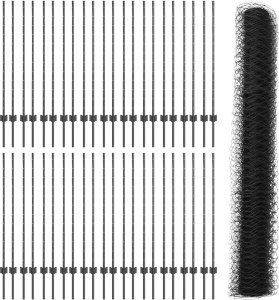 vidaXL Słupy ogrodzeniowe 22 szt. U-Channel Szare 120 cm Stalowe, Ogrodzenie Hexagon Szare 1.2x100 m Stalowe 2