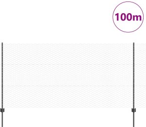 vidaXL Słupy ogrodzeniowe 22 szt. U-Channel Szare 120 cm Stalowe, Ogrodzenie Hexagon Szare 1.2x100 m Stalowe 3