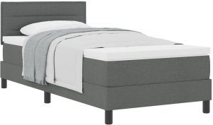 vidaXL Łóżko z materacem ciemnoszare 100x200 cm materiał 2