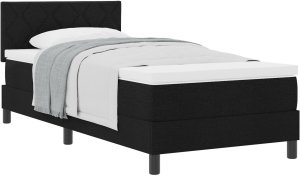 vidaXL Łóżko na sprężynach z materacem Czarny 90x200 cm Tkanina 2