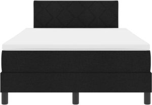 vidaXL Łóżko Box Spring z materacem Czarny 120x200 cm Tkanina 8