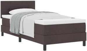 vidaXL Łóżko Box Spring z materacem ciemny brąz 90x200 cm tkanina 2