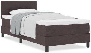 vidaXL Łóżko Box Spring z materacem ciemny brąz 90x200 cm tkanina 4