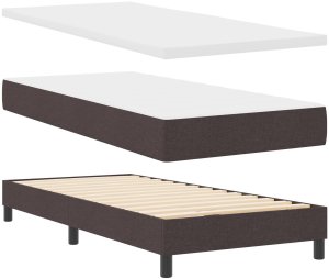 vidaXL Łóżko Box Spring z materacem ciemny brąz 90x200 cm tkanina 6