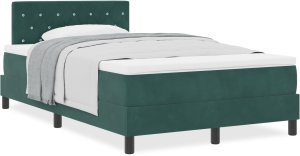 vidaXL Łóżko Box Spring z materacem ciemnozielone małe podwójne aksamitne 3