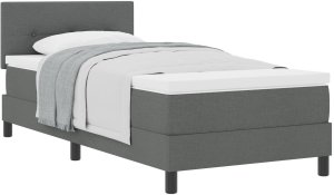 vidaXL Łóżko Sprężynowe z Materacem Ciemnoszare 90x190 cm Tkanina 2