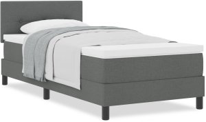 vidaXL Łóżko boxspring z materacem szaro-czarne 100x200 cm tkanina 4