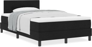 vidaXL Łóżko sprężynowe z materacem czarne 120x200 cm tkanina 4