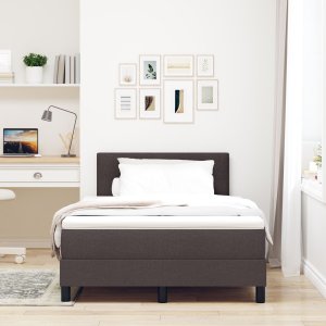 vidaXL Łóżko Box Spring z materacem Brązowe 120x190 cm Tkanina 5