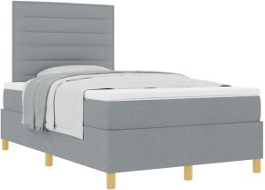 vidaXL Łóżko Box Spring z materacem jasnoszare małe podwójne tkanina 2