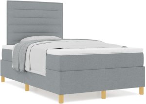 vidaXL Łóżko Box Spring z materacem jasnoszare małe podwójne tkanina 4