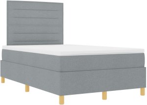 vidaXL Łóżko Box Spring z materacem jasnoszare małe podwójne tkanina 6
