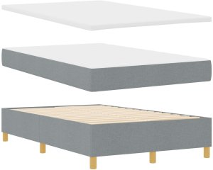 vidaXL Łóżko Box Spring z materacem jasnoszare małe podwójne tkanina 7