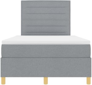 vidaXL Łóżko Box Spring z materacem jasnoszare małe podwójne tkanina 8