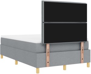 vidaXL Łóżko Box Spring z materacem jasnoszare małe podwójne tkanina 10