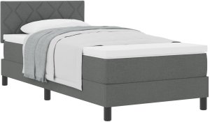 vidaXL Łóżko Box Spring z Materacem Ciemnoszary 100x200 cm Tkanina 2