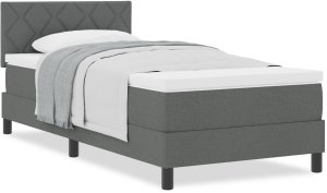 vidaXL Łóżko Box Spring z Materacem Ciemnoszary 100x200 cm Tkanina 4