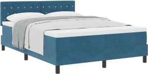 Łóżko z materacem vidaXL z box spring w ciemnym niebieskim 140x190 cm aksamit 2