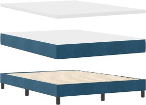 Łóżko z materacem vidaXL z box spring w ciemnym niebieskim 140x190 cm aksamit 4