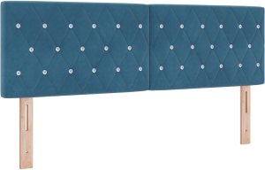 Łóżko z materacem vidaXL z box spring w ciemnym niebieskim 140x190 cm aksamit 5