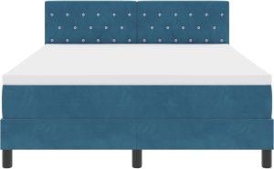 Łóżko z materacem vidaXL z box spring w ciemnym niebieskim 140x190 cm aksamit 6