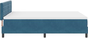 Łóżko z materacem vidaXL z box spring w ciemnym niebieskim 140x190 cm aksamit 7