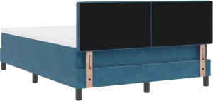 Łóżko z materacem vidaXL z box spring w ciemnym niebieskim 140x190 cm aksamit 8