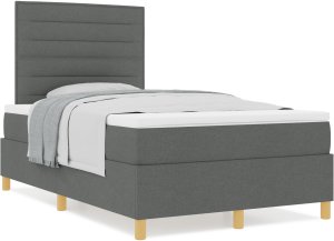 vidaXL Łóżko Kontynentalne z Materacem Ciemnoszary Małe Podwójne Tkaninowe 3