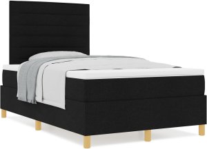 vidaXL Łóżko z pojemnikiem z materacem czarne małe podwójne z tkaniny 4