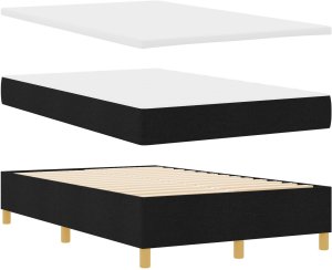 vidaXL Łóżko z pojemnikiem z materacem czarne małe podwójne z tkaniny 7