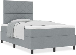 vidaXL łóżko typu box spring z materacem jasnoszary półtorakowy tkanina 4