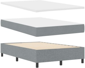 vidaXL łóżko typu box spring z materacem jasnoszary półtorakowy tkanina 7