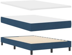 vidaXL Łóżko typu box spring z materacem Niebieskie 120x200 cm Tkanina 6