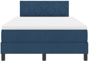 vidaXL Łóżko typu box spring z materacem Niebieskie 120x200 cm Tkanina 8