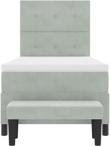 vidaXL Łóżko z materacem i ławką Jasnoszare 100x200 cm Welur 8