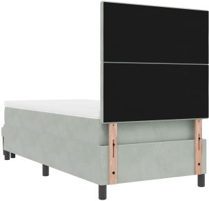 vidaXL Łóżko z materacem i ławką Jasnoszare 100x200 cm Welur 10