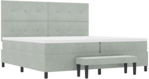 vidaXL Łóżko z box spring z materacem i ławką jasnoszarym 200x200 cm 7