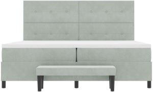 vidaXL Łóżko z box spring z materacem i ławką jasnoszarym 200x200 cm 8